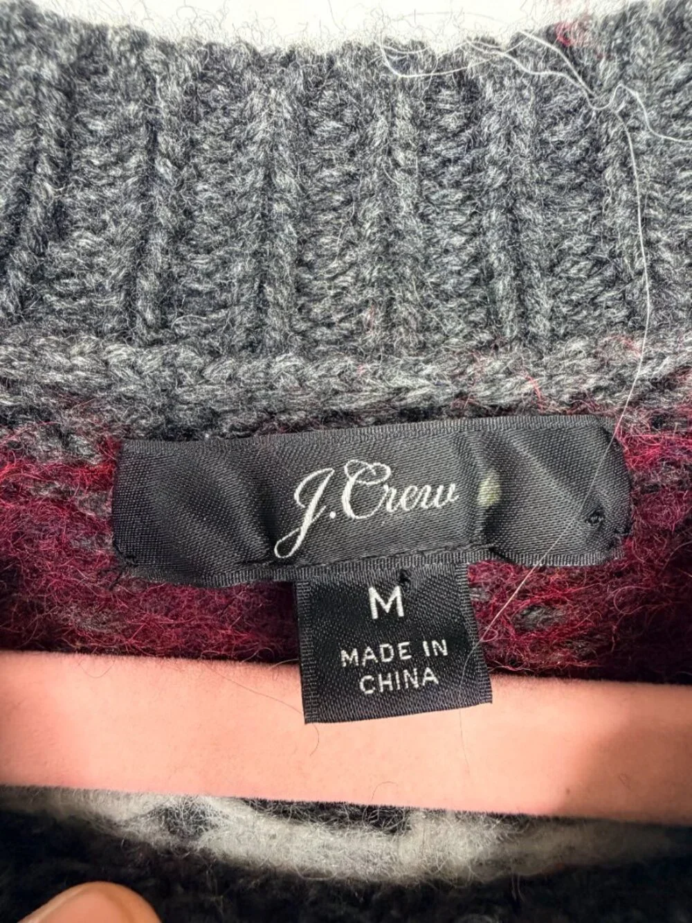 J. Crew Flair Isle Embroidered Wool Tricot Tunic Sweater Dress Charcoal #A2864